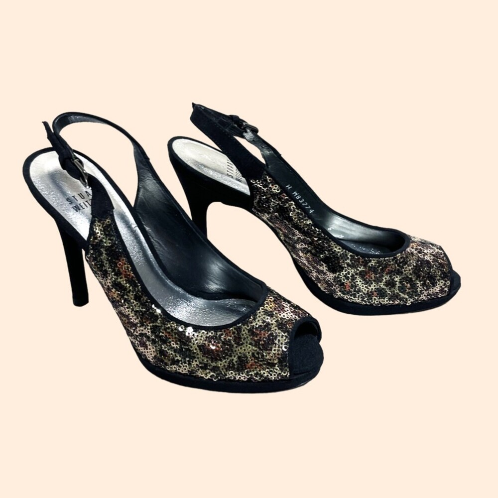 Stuart Weitzman Sequin Leopard Heels